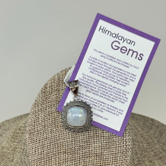 💖 Estate Item! Sterling Moonstone Gemstone Pendant - Picture 1 of 1